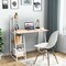 Natural White Computer Desk 4-Tier Particle Board Iron Frame X Design